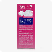 Conceive Plus Fertility Lubricant Pre-Filled Applicators box side view showing clinical claims including 99% sperm viability, suggested combination with multi-use tube, product cautions, and full ingredient list on a pink background.