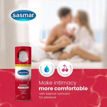 SASMAR Cherry Personal Lubricant is a silky smooth long lasting water-based lubricant. A few drops go a long way and help supplement dryness and friction without los