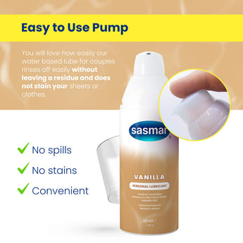 SASMAR VANILLA Personal Lubricant is a silky smooth long lasting water-based personal lubricant.