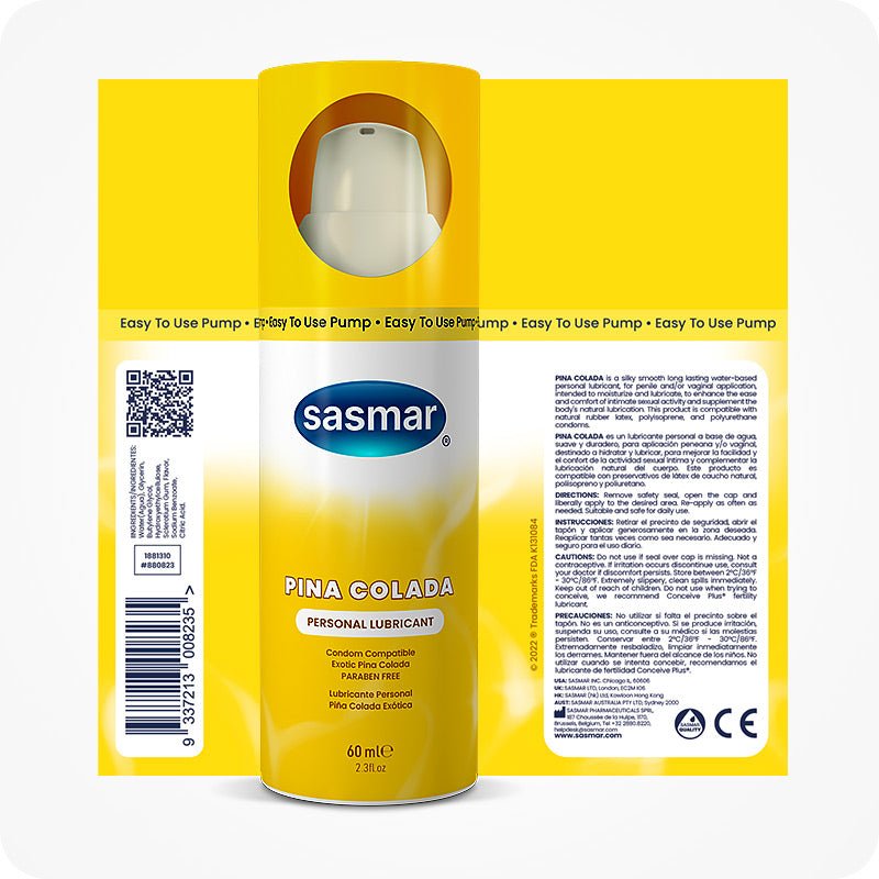 Sasmar Pina Colada Flavor Personal Lubricant - Lubricant - Conceive Plus Australia