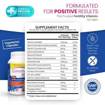 Fertility + Motility Supplement with Zinc, Maca Root and More, Boost Testosterone and Sperm Health. Conceive Plus Fertility Supplements for Men Trying to Co