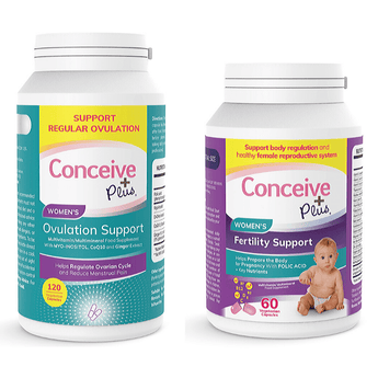 Providing the maximum fertility support for trying to conceive couples by the trusted brand in reproductive health Conceive Plus. This bundle provides prenatal suppl
